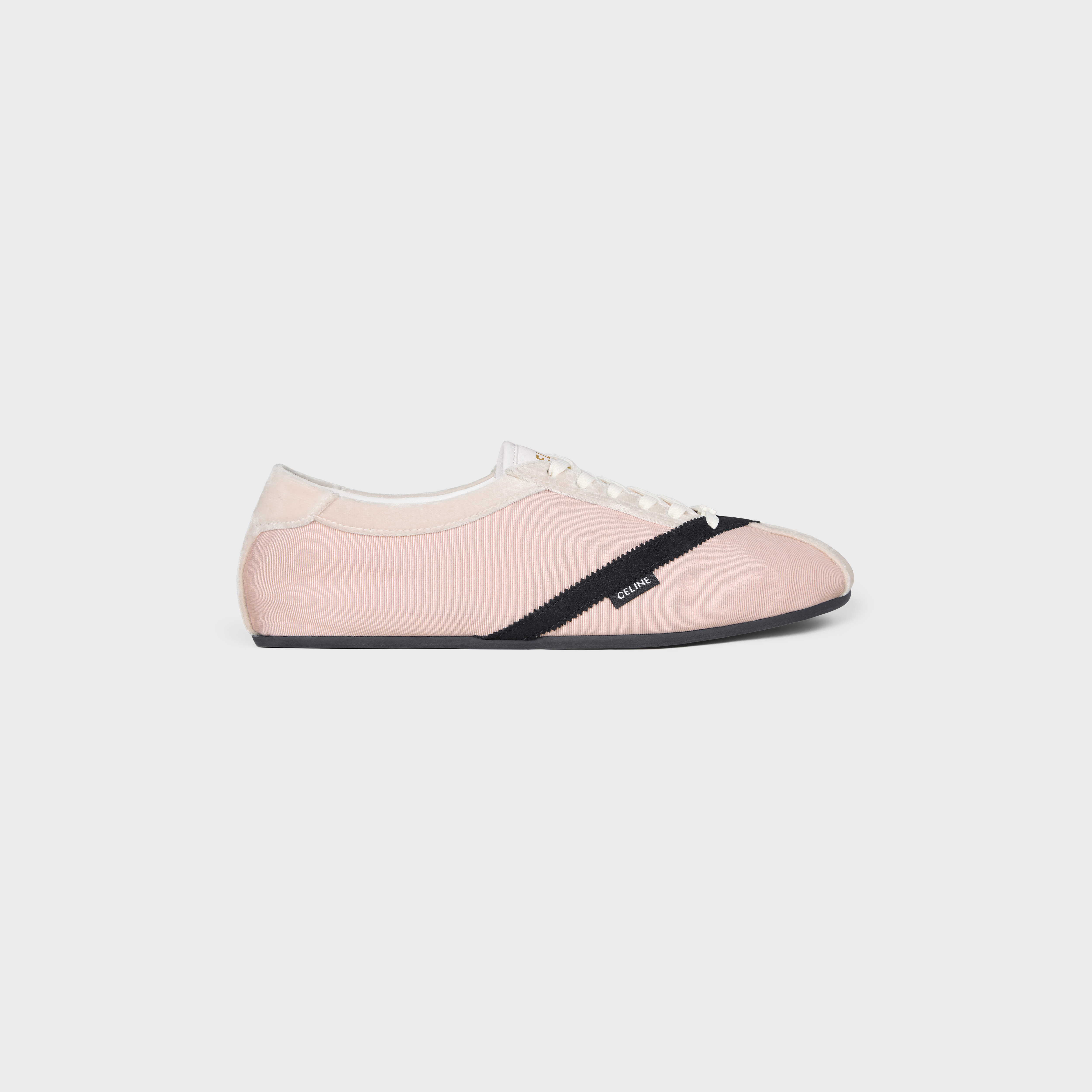 THE FLAT SNEAKER IN GROS GRAIN, VELVET, SUEDE GOATSKIN AND
